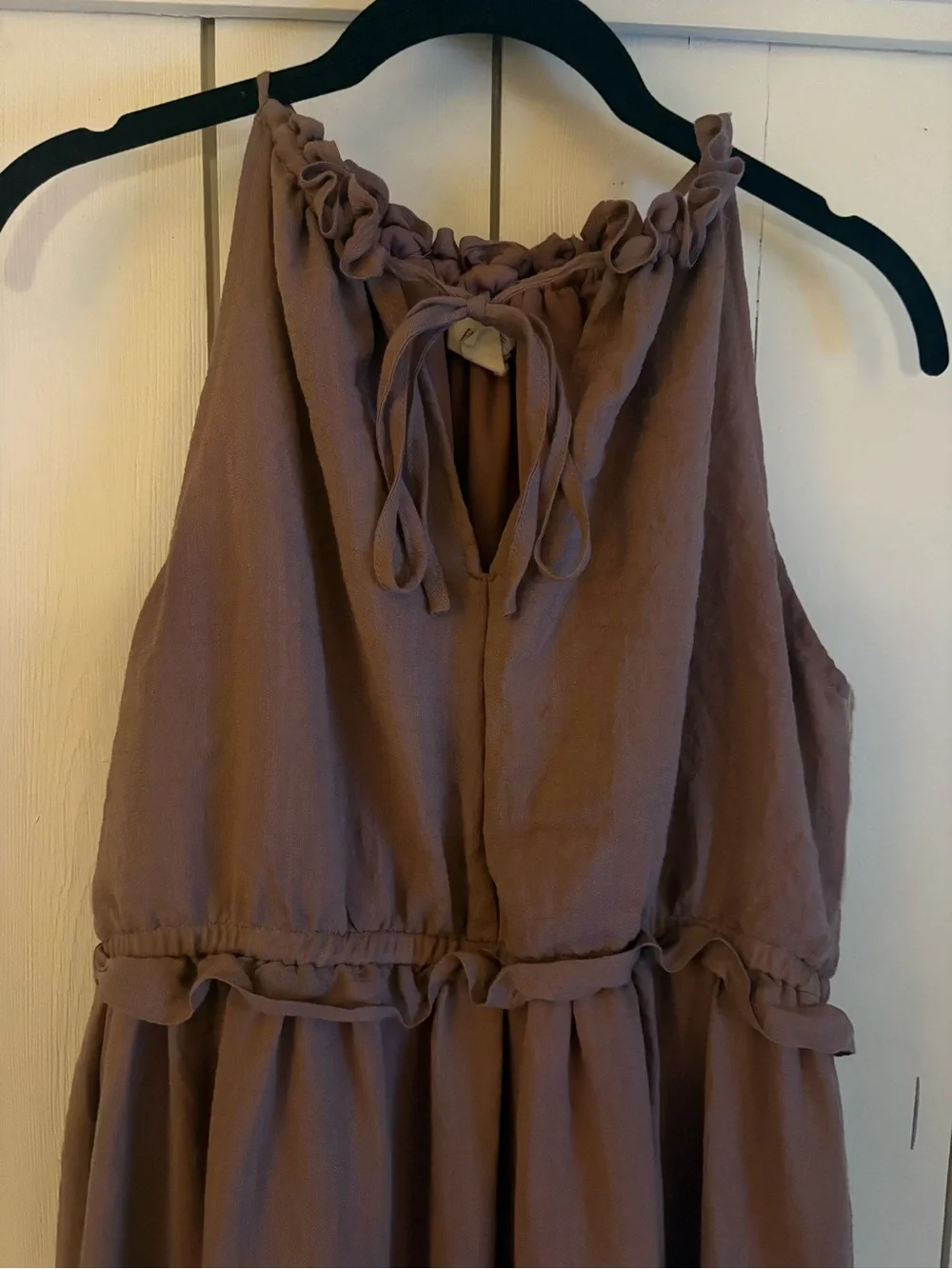 Women’s Maxi Dress - Taupe Halter Tiered Maxi - Picture 2 of 5